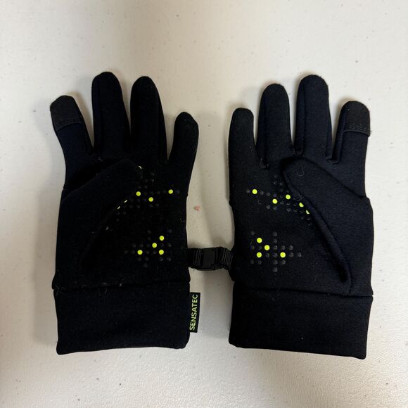 Black Fleece Gloves Kid’s Large Snow Ski Unisex Warm Winter Lightweight - Picture 3 of 9